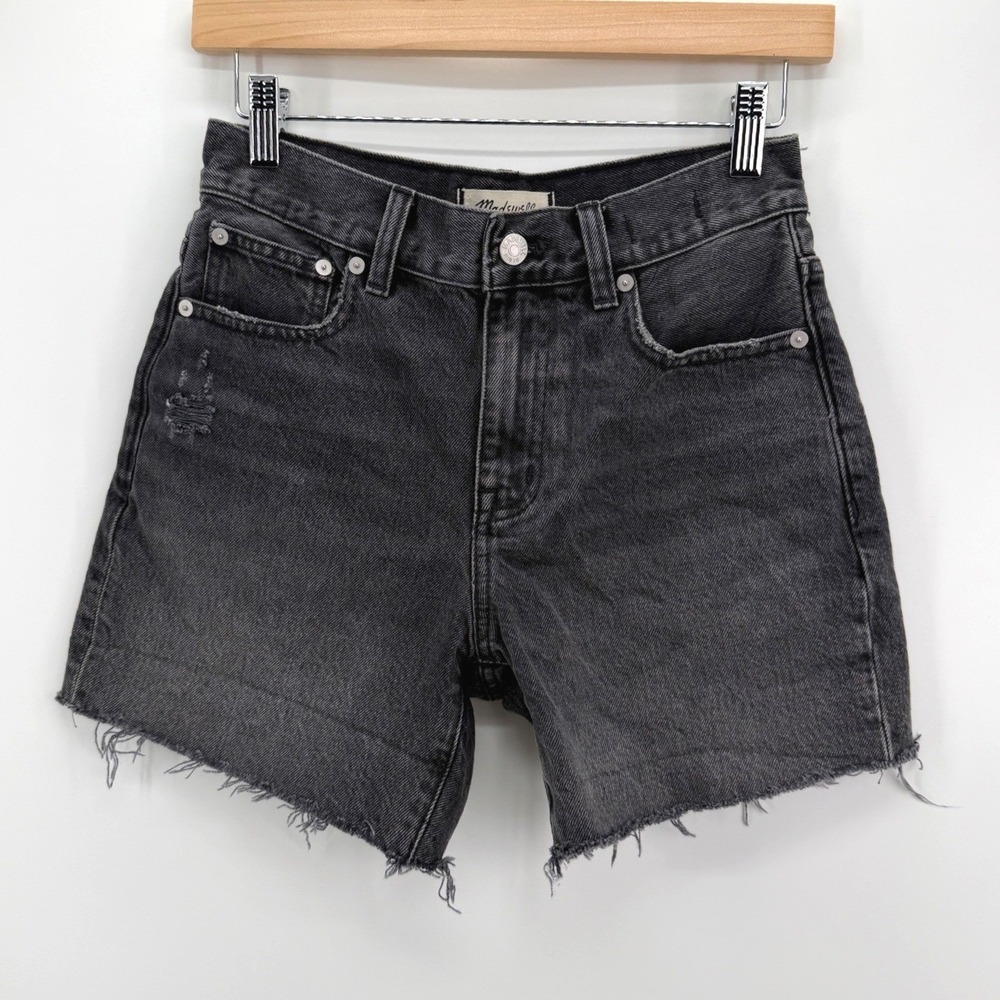 Madewell Relaxed Mid Length Denim Shorts Bradbrook Wash Black Size 23 High Rise